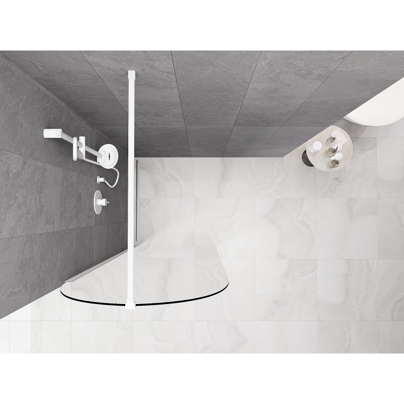 Mexen Kioto-Q ścianka prysznicowa Walk-in 90 x 200 cm, transparent 8 mm, biała - 800-090-101-20-00-Q