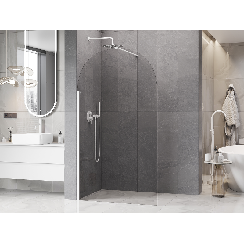Mexen Kioto-Q ścianka prysznicowa Walk-in 100 x 200 cm, transparent 8 mm, biała - 800-100-101-20-00-Q