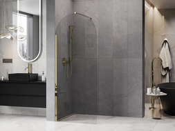 Mexen Kioto-Q ścianka prysznicowa Walk-in 80 x 200 cm, transparent 8 mm, złota - 800-080-101-50-00-Q
