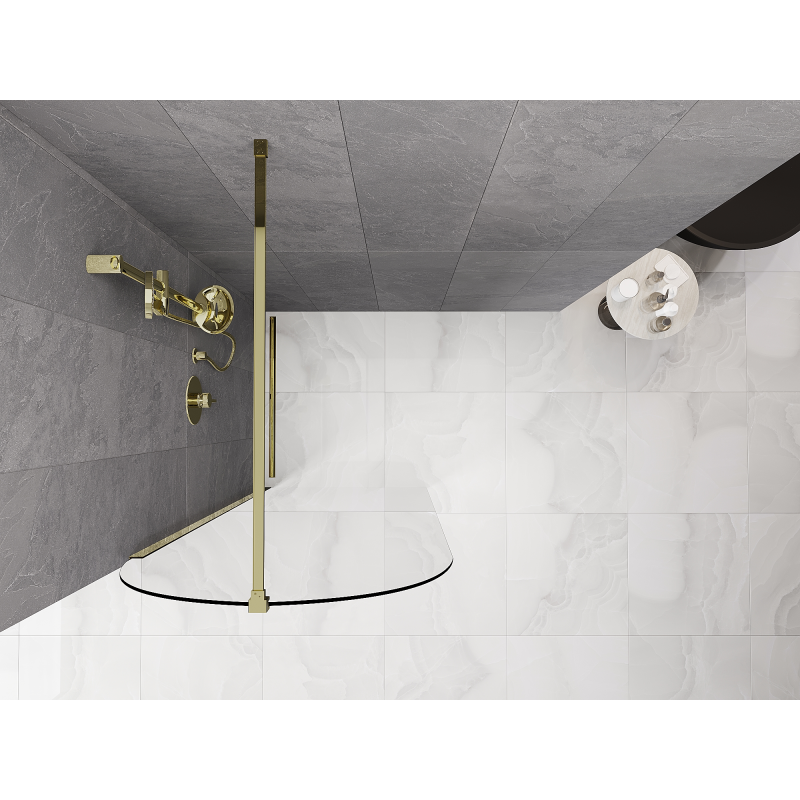 Mexen Kioto-Q ścianka prysznicowa Walk-in 80 x 200 cm, transparent 8 mm, złota - 800-080-101-50-00-Q