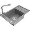 Mexen Elias zlewozmywak granitowy 1-komorowy z ociekaczem i baterią kuchenną Duero, szary - 6511-71-671600-71
