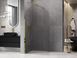 Mexen Kioto-Q ścianka prysznicowa Walk-in 100 x 200 cm, transparent 8 mm, złota - 800-100-101-50-00-Q