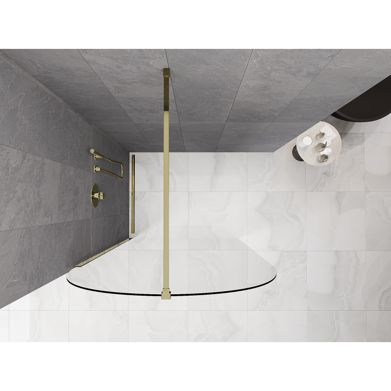 Mexen Kioto-Q ścianka prysznicowa Walk-in 110 x 200 cm, transparent 8 mm, złota - 800-110-101-50-00-Q
