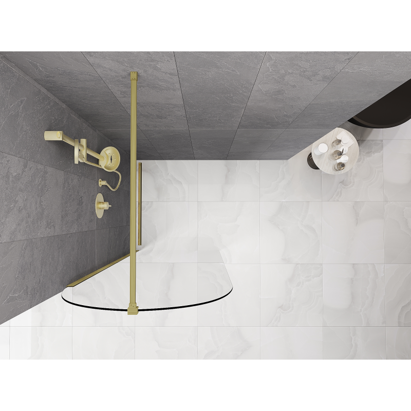 Mexen Kioto-Q ścianka prysznicowa Walk-in 80 x 200 cm, transparent 8 mm, złota szczotkowana - 800-080-101-55-00-Q