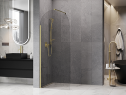 Mexen Kioto-Q ścianka prysznicowa Walk-in 80 x 200 cm, transparent 8 mm, złota szczotkowana - 800-080-101-55-00-Q