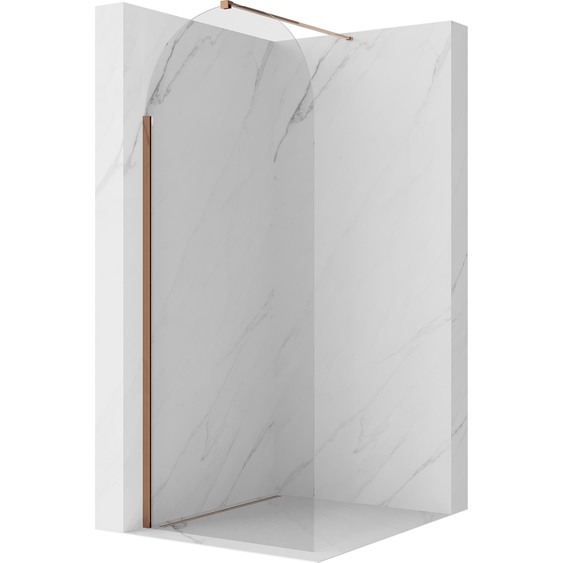 Mexen Kioto-Q ścianka prysznicowa Walk-in 80 x 200 cm, transparent 8 mm, złota szczotkowana - 800-080-101-55-00-Q