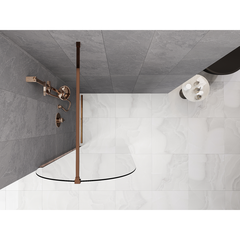 Mexen Kioto-Q ścianka prysznicowa Walk-in 80 x 200 cm, transparent 8 mm, złota szczotkowana - 800-080-101-55-00-Q