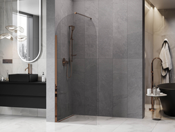 Mexen Kioto-Q ścianka prysznicowa Walk-in 80 x 200 cm, transparent 8 mm, złota szczotkowana - 800-080-101-55-00-Q