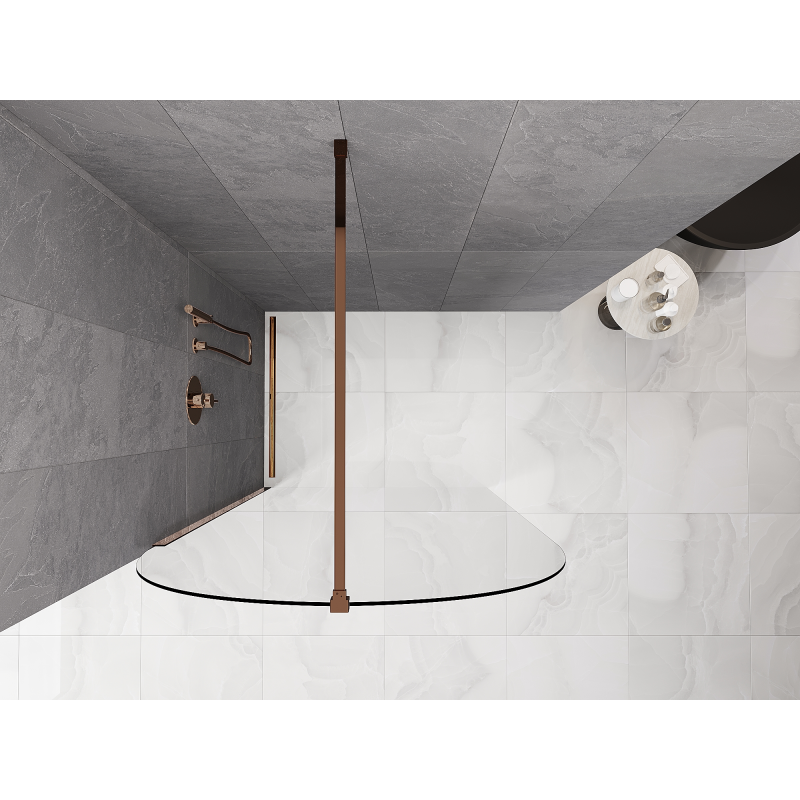 Mexen Kioto-Q ścianka prysznicowa Walk-in 110 x 200 cm, transparent 8 mm, różowe złoto - 800-110-101-60-00-Q