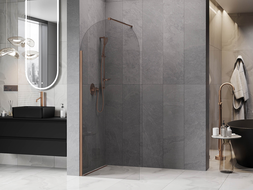 Mexen Kioto-Q ścianka prysznicowa Walk-in 80 x 200 cm, transparent 8 mm, różowe złoto - 800-080-101-60-00-Q