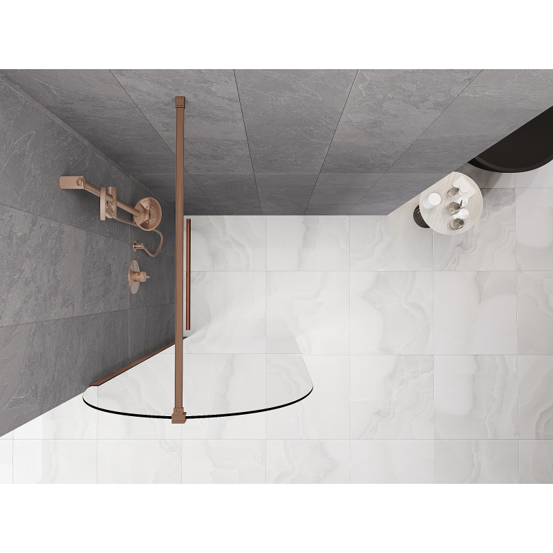 Mexen Kioto-Q ścianka prysznicowa Walk-in 80 x 200 cm, transparent 8 mm, różowe złoto - 800-080-101-60-00-Q