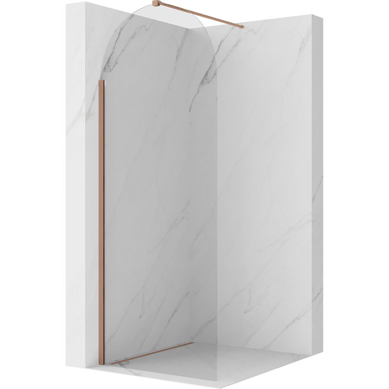 Mexen Kioto-Q ścianka prysznicowa Walk-in 80 x 200 cm, transparent 8 mm, miedź szczotkowana - 800-080-101-65-00-Q