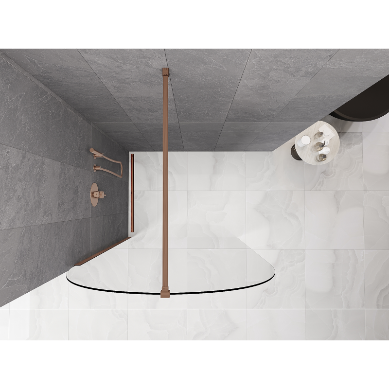 Mexen Kioto-Q ścianka prysznicowa Walk-in 100 x 200 cm, transparent 8 mm, miedź szczotkowana - 800-100-101-65-00-Q