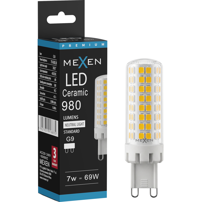 Mexen Aura żarówka LED G9, 7W, Neutralna - 4000K, 980 lm - L121-G9-0740-01