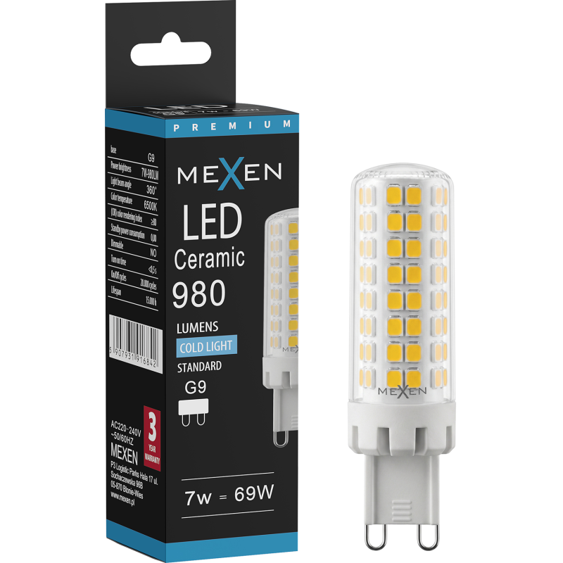Mexen Aura żarówka LED G9, 7W, Zimna - 6500K, 980 lm - L121-G9-0765-01