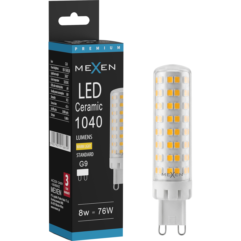 Mexen Aura żarówka LED G9, 8W, Ciepła - 3000K, 1040 lm - L121-G9-0830-01