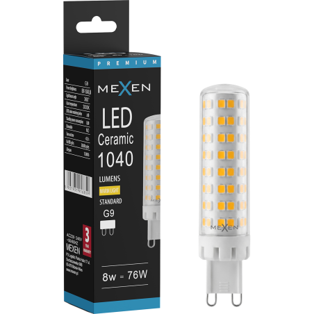 Mexen Aura żarówka LED G9, 8W, Ciepła - 3000K, 1040 lm - L121-G9-0830-01