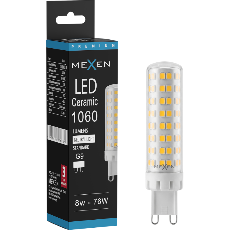 Mexen Aura żarówka LED G9, 8W, Neutralna - 4000K, 1060 lm - L121-G9-0840-01