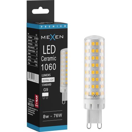 Mexen Aura żarówka LED G9, 8W, Neutralna - 4000K, 1060 lm - L121-G9-0840-01