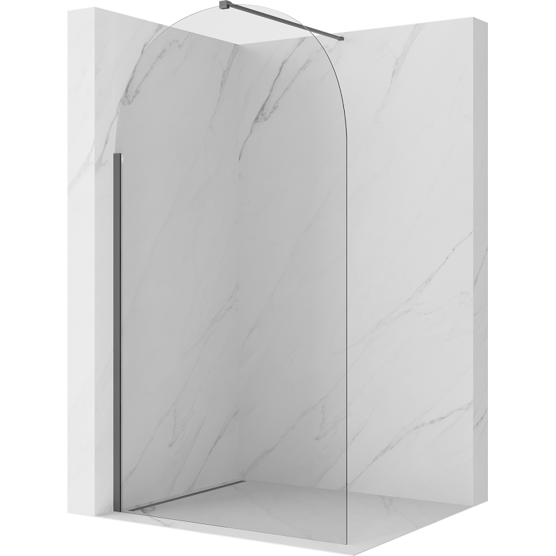 Mexen Kioto-Q ścianka prysznicowa Walk-in 100 x 200 cm, transparent 8 mm, gun gray szczotkowany - 800-100-101-66-00-Q