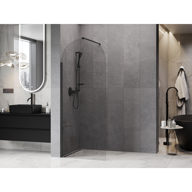 Mexen Kioto-Q ścianka prysznicowa Walk-in 80 x 200 cm, transparent 8 mm, gun gray szczotkowany - 800-080-101-66-00-Q