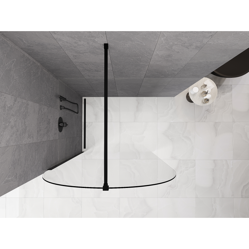 Mexen Kioto-Q ścianka prysznicowa Walk-in 100 x 200 cm, transparent 8 mm, czarna - 800-100-101-70-00-Q