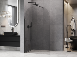Mexen Kioto-Q ścianka prysznicowa Walk-in 100 x 200 cm, transparent 8 mm, czarna - 800-100-101-70-00-Q