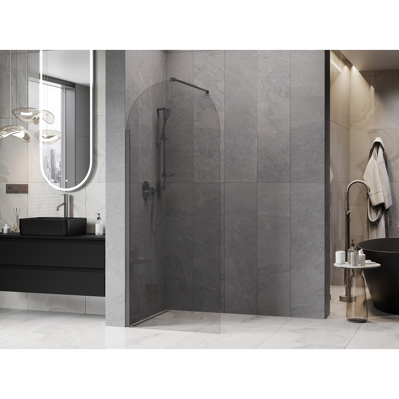 Mexen Kioto-Q ścianka prysznicowa Walk-in 80 x 200 cm, transparent 8 mm, czarna - 800-080-101-70-00-Q