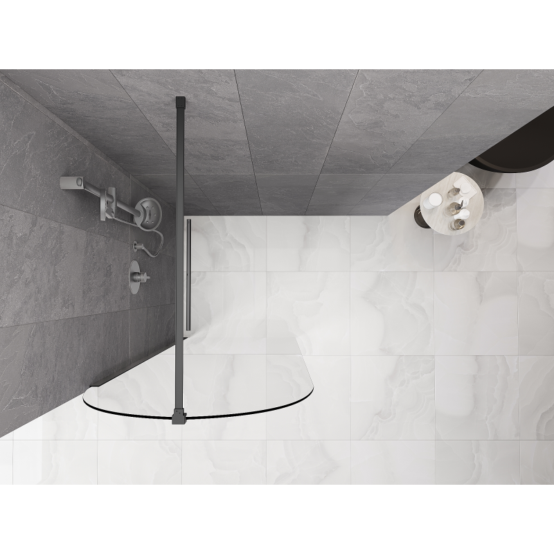 Mexen Kioto-Q ścianka prysznicowa Walk-in 80 x 200 cm, transparent 8 mm, czarna - 800-080-101-70-00-Q