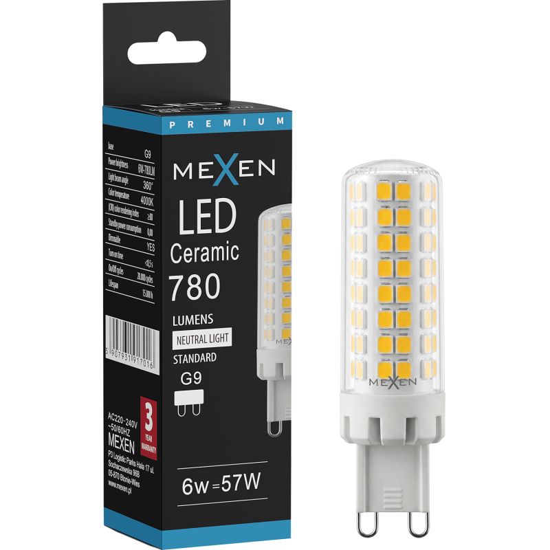 Mexen Aura żarówka LED ściemnialna G9, 6W, Neutralna - 4000K, 780 lm - L122-G9-0640-01
