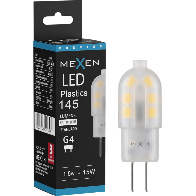 Mexen Oris żarówka LED G4, 1,5W, Neutralna - 4000K, 145 lm - L115-G4-0140-03