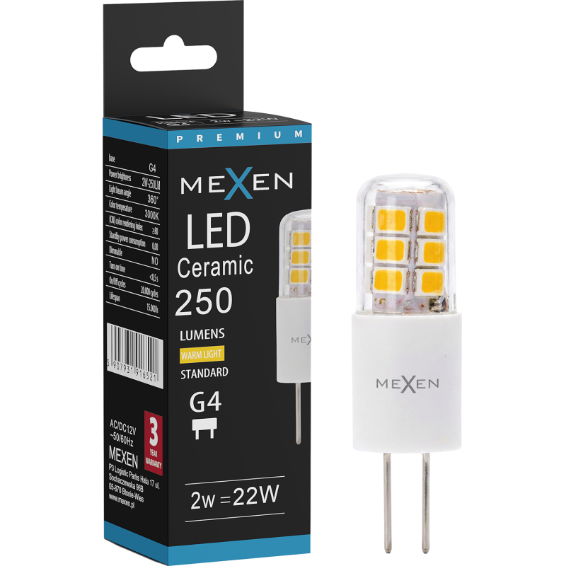 Mexen Oris żarówka LED G4, 2W, Ciepła - 3000K, 250 lm - L115-G4-0230-02