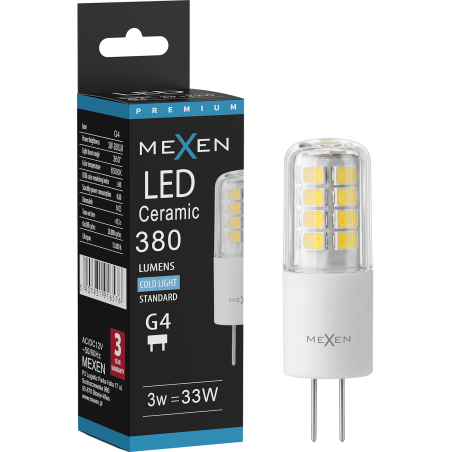 Mexen Oris żarówka LED G4, 3W, Zimna - 6500K, 380 lm - L115-G4-0365-01