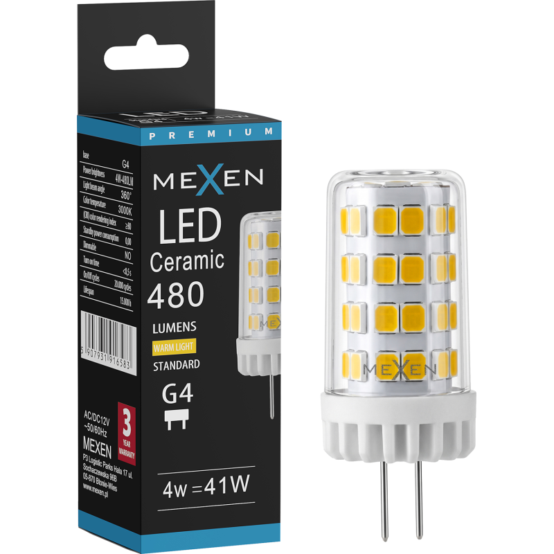 Mexen Oris żarówka LED G4, 4W, Ciepła - 3000K, 480 lm - L115-G4-0430-01