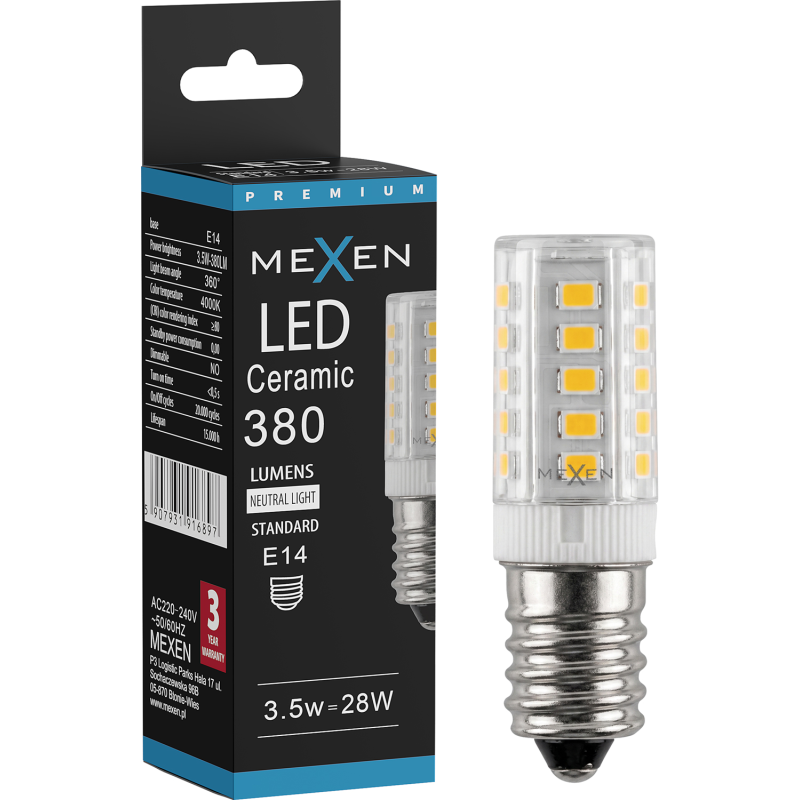 Mexen Aura żarówka LED E14, 3,5W, Neutralna - 4000K, 380 lm - L121-E14-0340-01