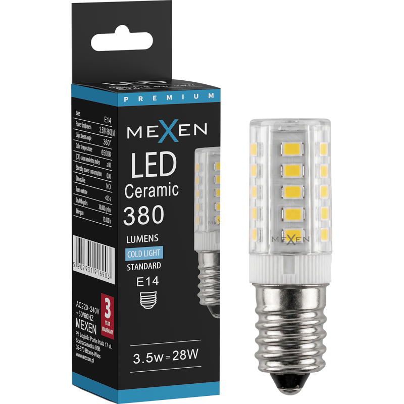 Mexen Aura żarówka LED E14, 3,5W, Zimna - 6500K, 380 lm - L121-E14-0365-01