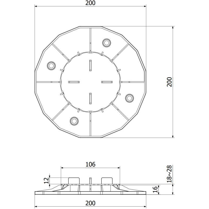 Mexen UniC wspornik tarasowy regulowany pod płyty 18-28 mm - C9901-020-030