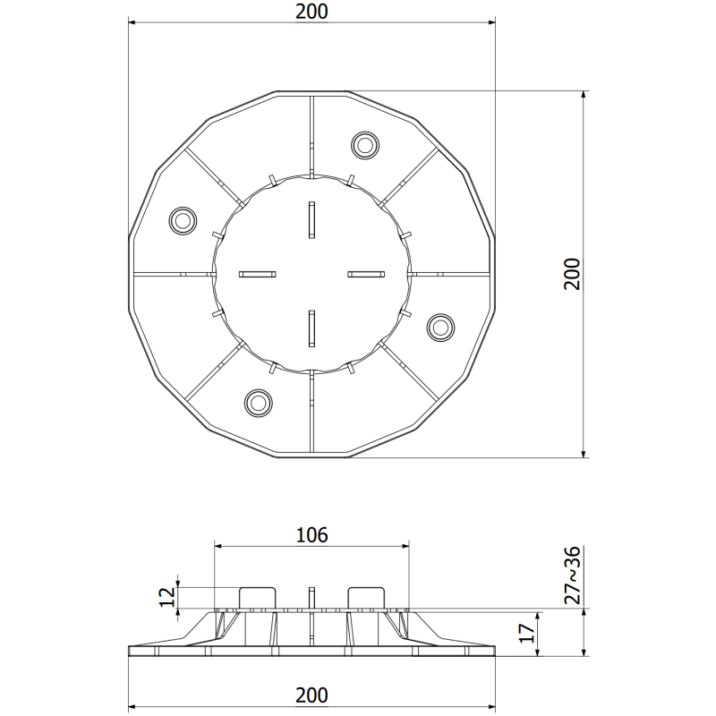 Mexen UniC wspornik tarasowy regulowany pod płyty 27-36 mm - C9902-027-036
