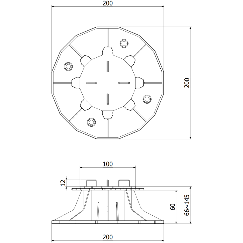 Mexen UniC wspornik tarasowy regulowany pod płyty 66-145 mm - C9902-066-145