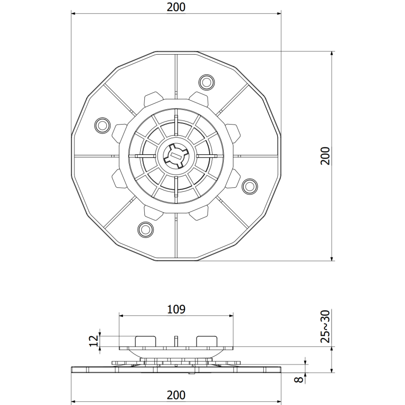 Mexen UniC wspornik tarasowy regulowany samopoziomujący pod płyty 25-30 mm - C9903-025-030