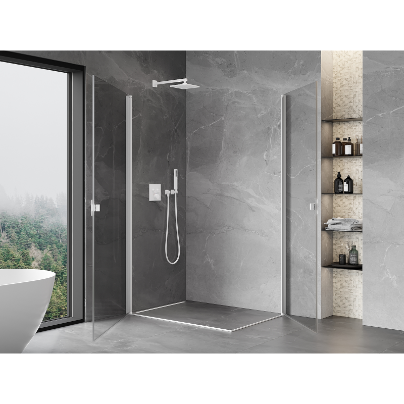Mexen Mist-B Duo kabina prysznicowa uchylna 100 x 75 cm, transparent, biała - 8A2-100-075-20-00
