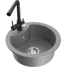 Mexen Diego zlewozmywak granitowy 1-komorowy z baterią kuchenną Duero, szary - 6512-71-671600-70