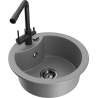 Mexen Diego zlewozmywak granitowy 1-komorowy z baterią kuchenną Duero, szary - 6512-71-671600-70-B
