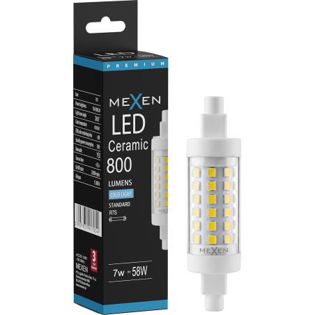 Mexen Vega żarówka LED ściemnialna R7S, 7W, Zimna - 6500K, 800 lm - L125-R7S-0765-01