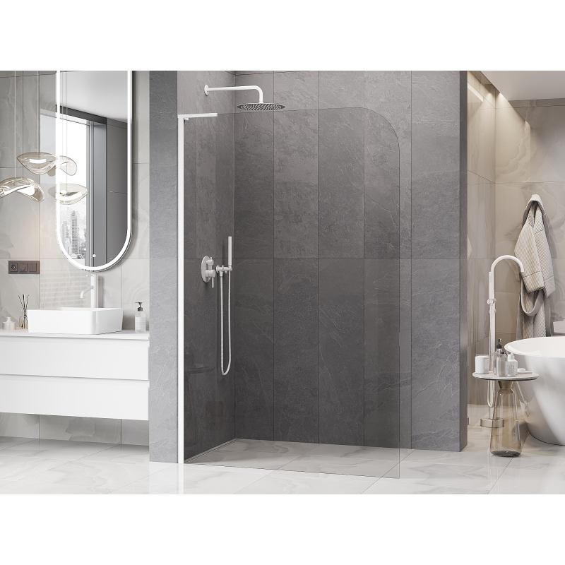 Mexen Kioto-P L ścianka prysznicowa Walk-in 100 x 200 cm, transparent 8 mm, biała - 800-100-103-20-00-P