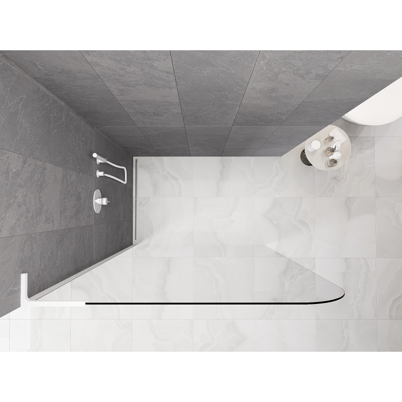 Mexen Kioto-P L ścianka prysznicowa Walk-in 100 x 200 cm, transparent 8 mm, biała - 800-100-103-20-00-P