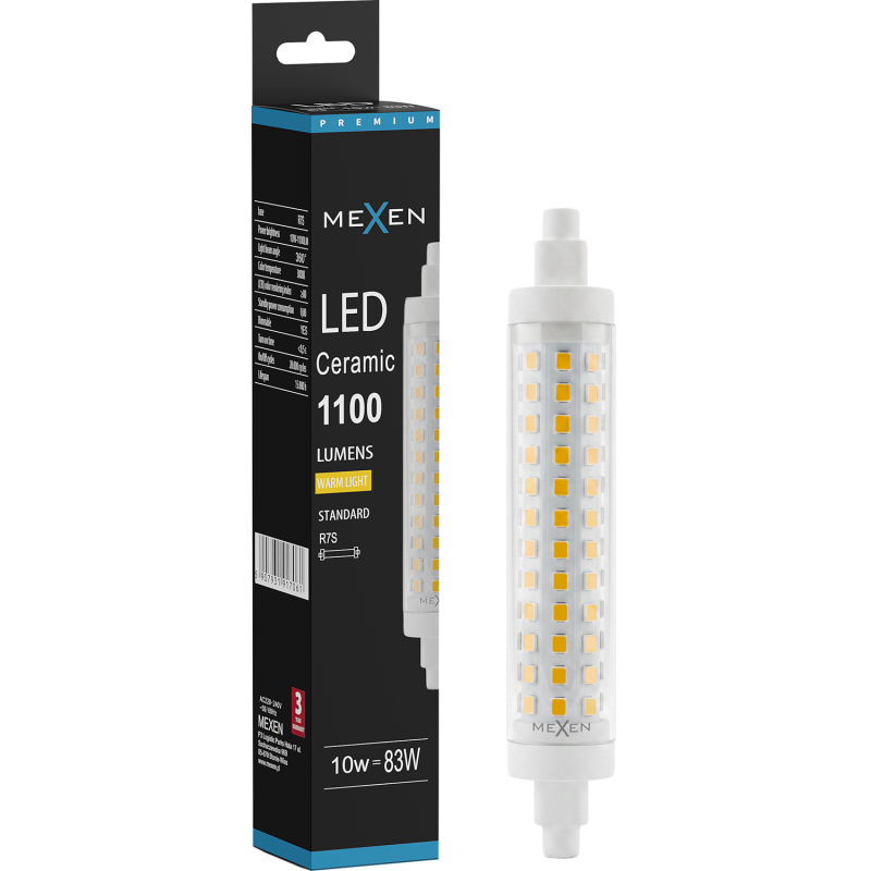 Mexen Vega żarówka LED ściemnialna R7S, 10W, Ciepła - 3000K, 1100 lm - L125-R7S-1030-02