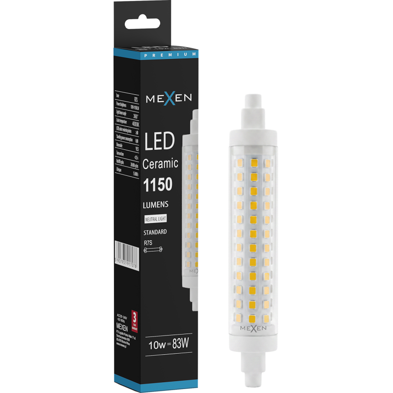 Mexen Vega żarówka LED ściemnialna R7S, 10W, Neutralna - 4000K, 1150 lm - L125-R7S-1040-02