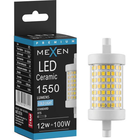 Mexen Vega żarówka LED ściemnialna R7S, 12W, Zimna - 6500K, 1550 lm - L125-R7S-1265-01