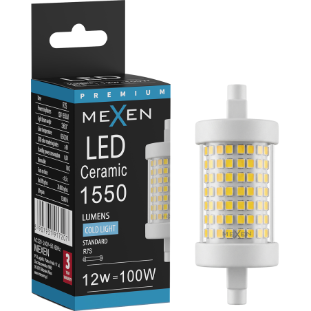 Mexen Vega żarówka LED R7S, 12W, Zimna - 6500K, 1550 lm - L126-R7S-1265-01